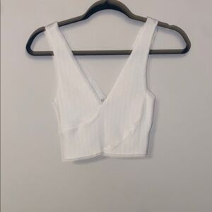 Zara White Ribbed Sleeveless Crop Top